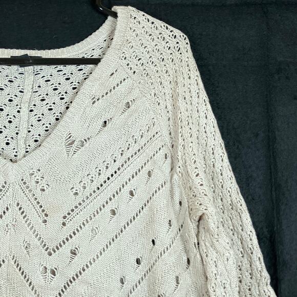 Torrid Womens Sweater Cream V Neck Pullover Open Knit Cotton Blend 1 - Picture 5 of 12